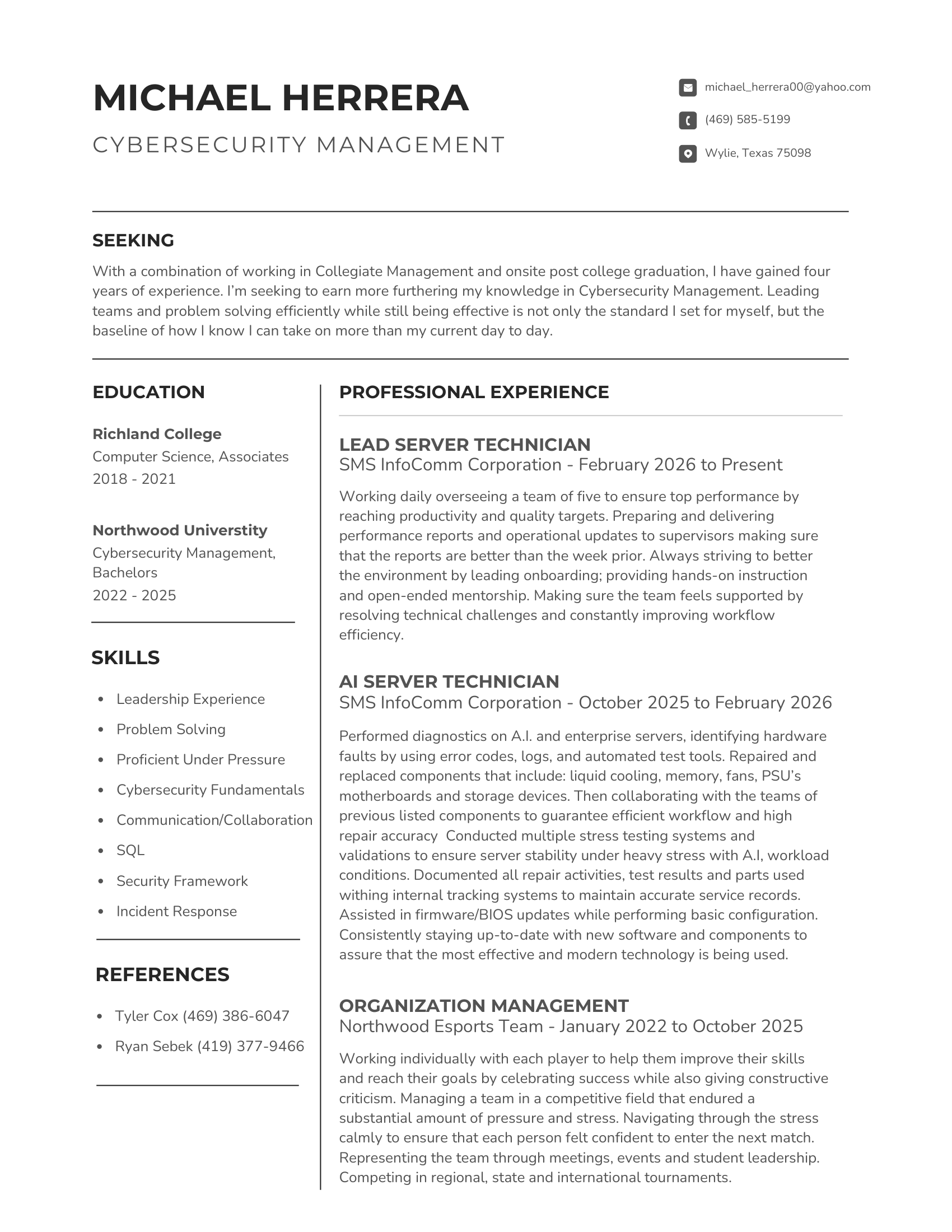Resume Page 1